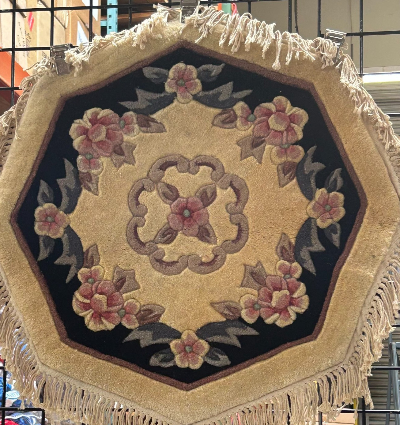 Vintage Hand Tufted Wool pile Octagonal Area Rug
