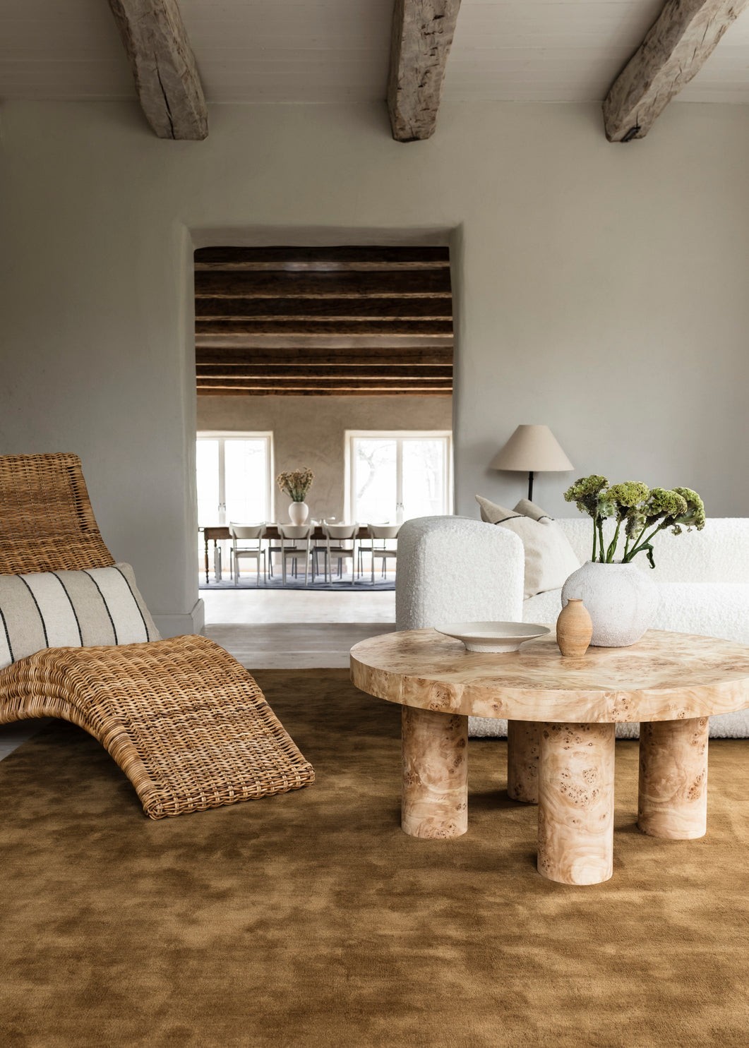 Layered Solid Wool Ochre Rug Hand Tufted Area Rugs For Bedroom Livingroom Kids