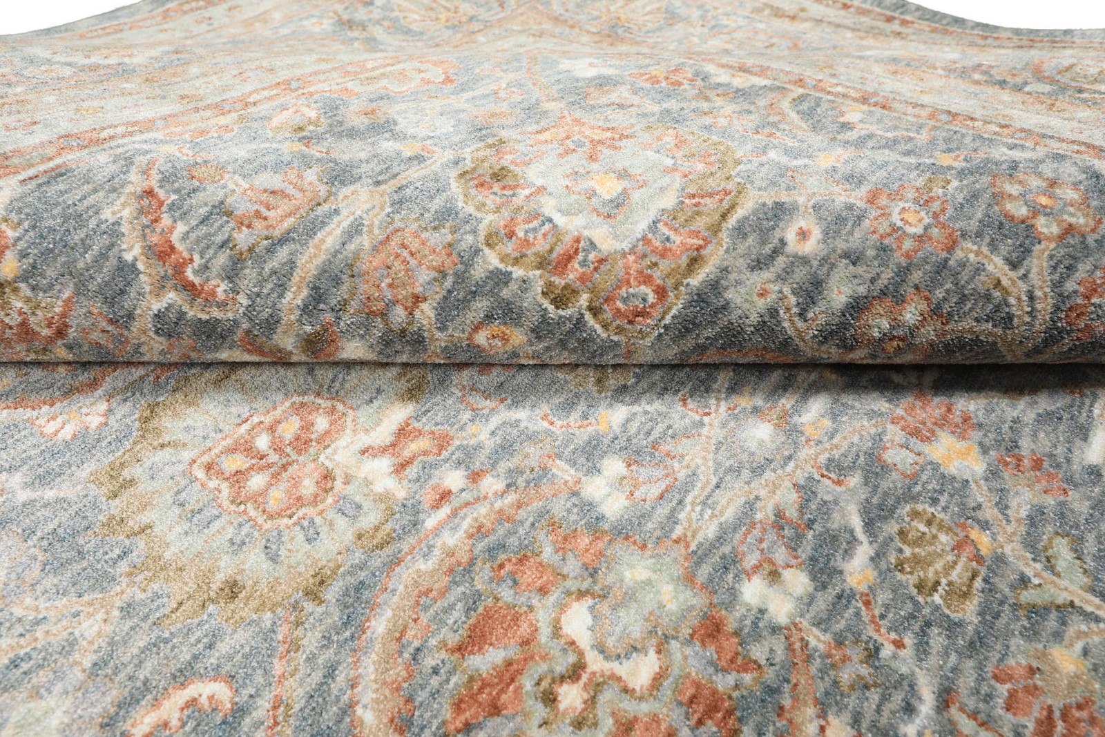 Slate Rust Multi Size Silky Dense Full Pile Rug