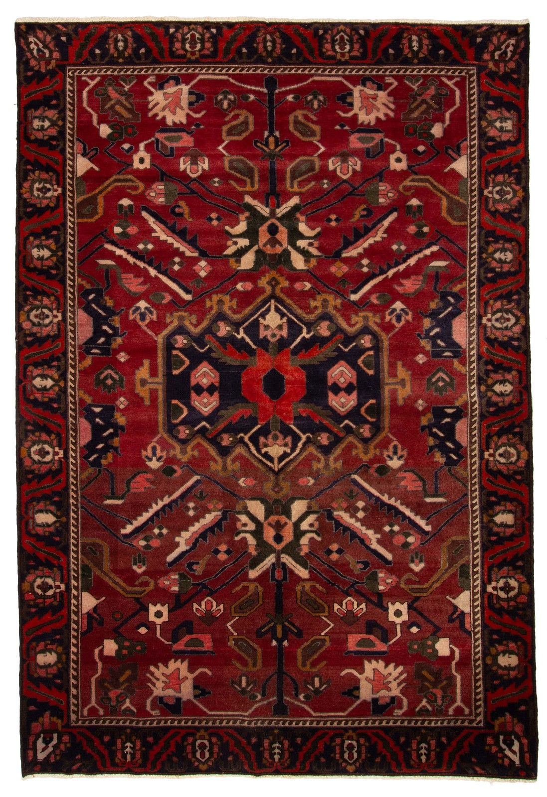 Vintage 6’7″ x 9’5″ Traditional Hand Knotted Vegetable Dye Wool Area Rug