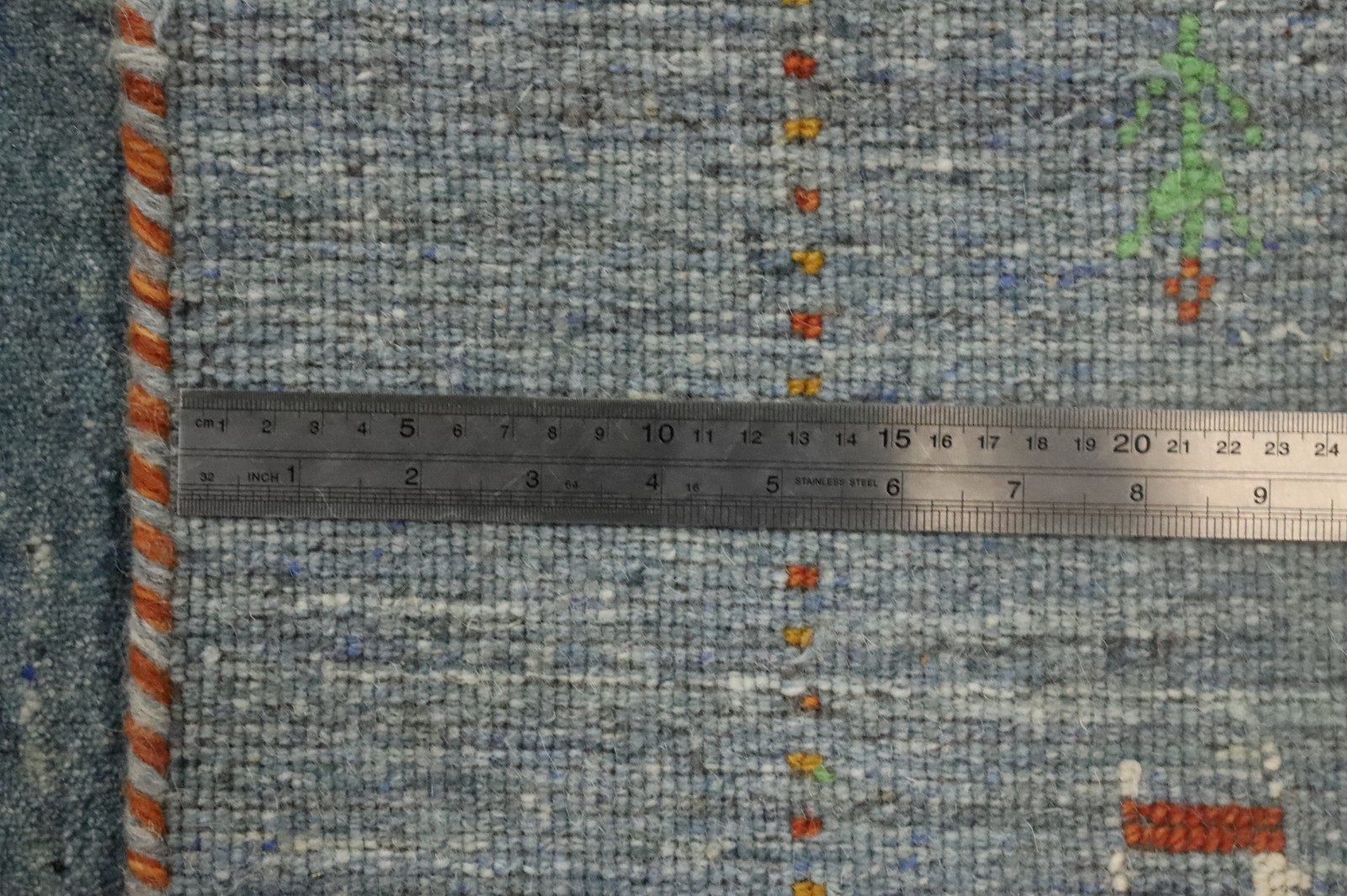 Elegant Gabbeh Teal Green Handmade Square Rug 5×5 Bordered Tribal Wool Carpet