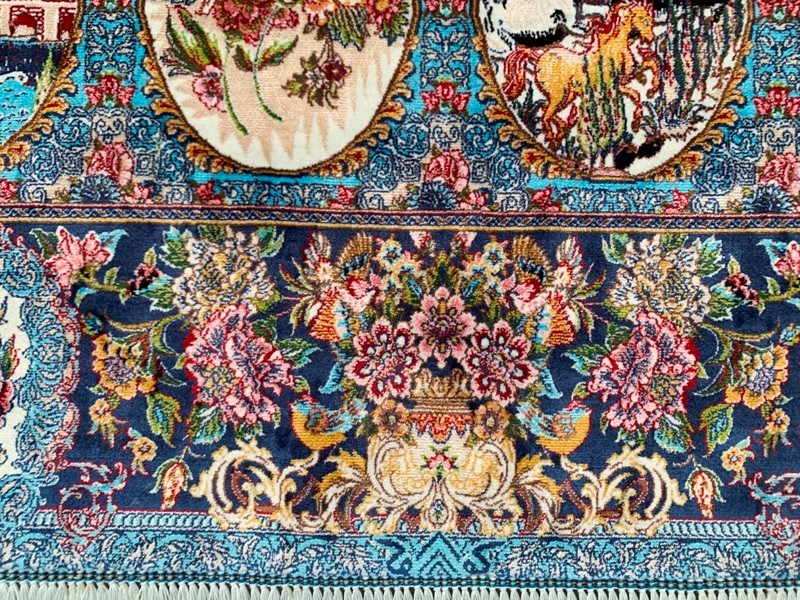 3×5 ft Turkish Silky Rug Traditional Wall Hanging Rug Floral Silk Tapestry Rug