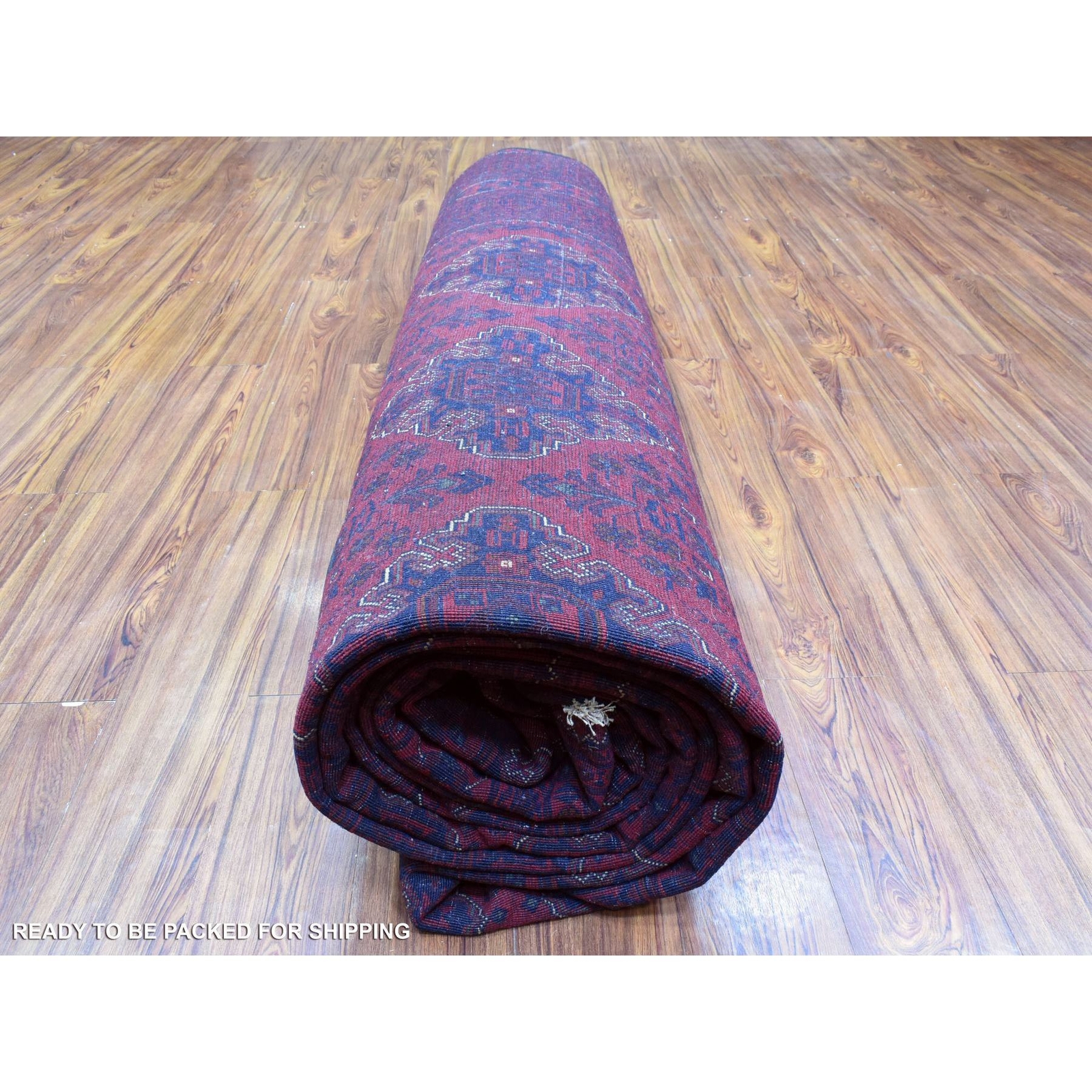 10’x19’2″ Red Hand Knotted Afghan Khamyab Extra Soft Wool Oversized Rug R72328