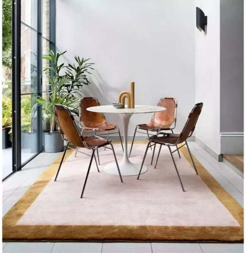 Handmade Design Rug Hand Tufted Wool & Viscose Brown/Light Pink Area Rug