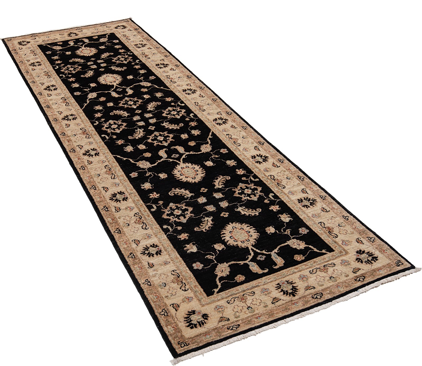 Ziegler 247×81 cm hand knotted oriental fine black runner carpet
