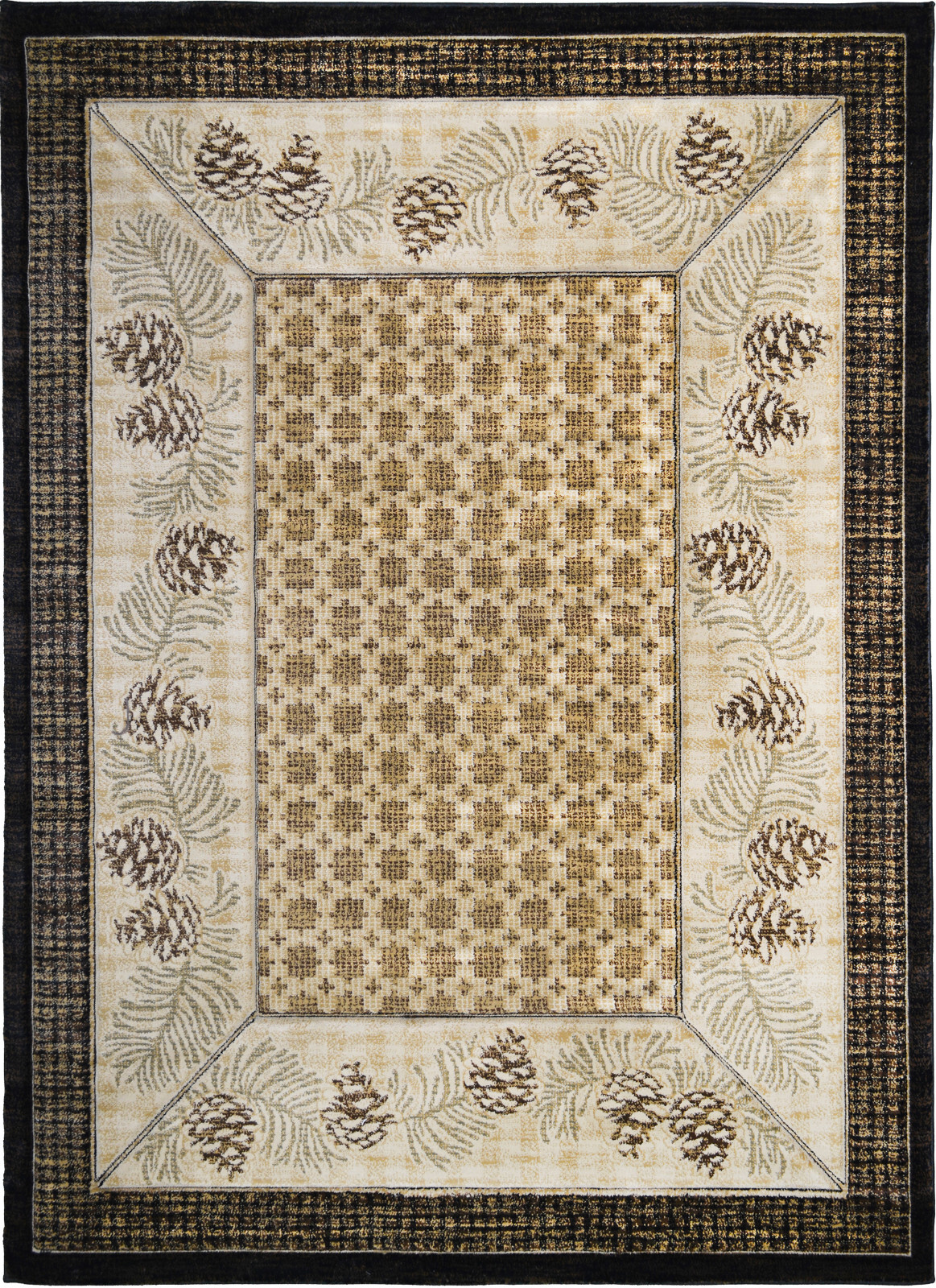 Designer Lodge Cabin Pinecone Hand-Carved Area Rug **FREE SHIPPING**