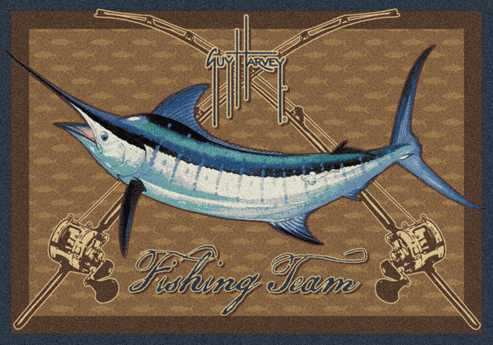 3×5 Milliken Ivory Nautical Fish Area Rug Marlin Multi – Aprx 3′ 10″ x 5′ 4″