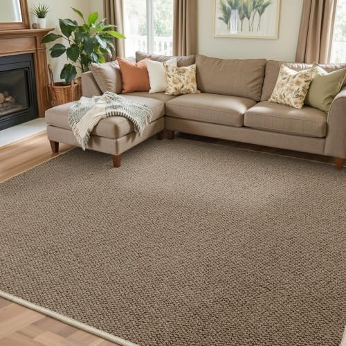 Faux Jute Area Rug 5’x7′, Washable & Non-Slip, Taupe | 0.27″ Low Pile Easy