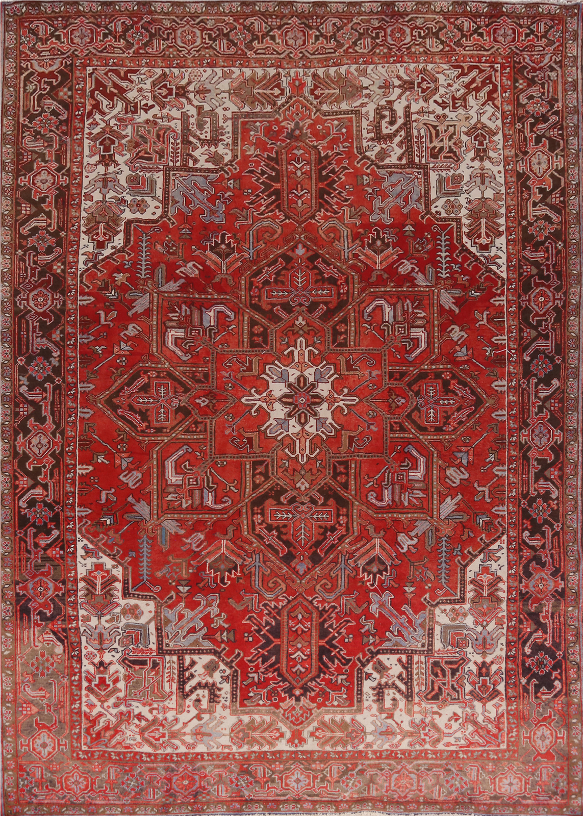 Vintage Red Wool Medallion Heriiz Hand-knotted Room Size Area Rug 8×11 Carpet