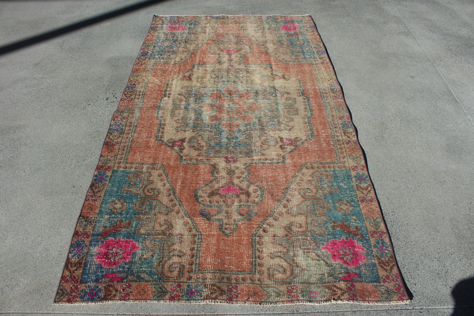 4,1×7,3 ft Turkish Vintage Rug, Area Rug, Brown Wool Rug