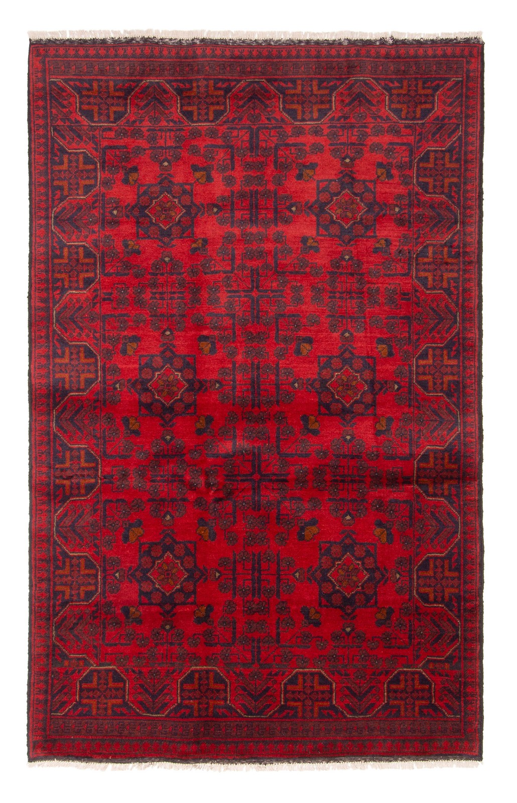 Traditional Red Hand-knotted Oriental Carpet 4’0″ x 6’6″ Wool Area Rug