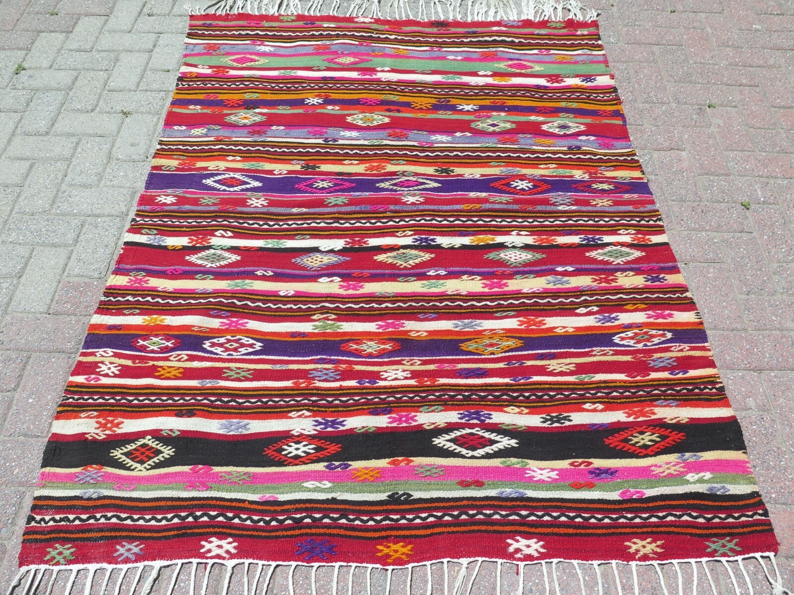 Turkish Kilim Wool Rug Area Rugs Handmade Carpet Multicolor Bedroom Kelim52″x70″