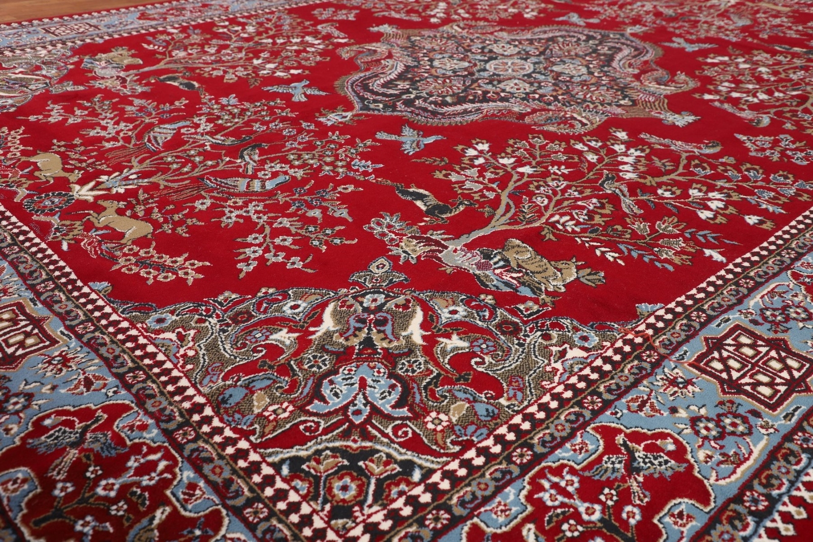 Living Room Turkish Floral Red 10×13 ft Area Rug Soft Pile Carpet