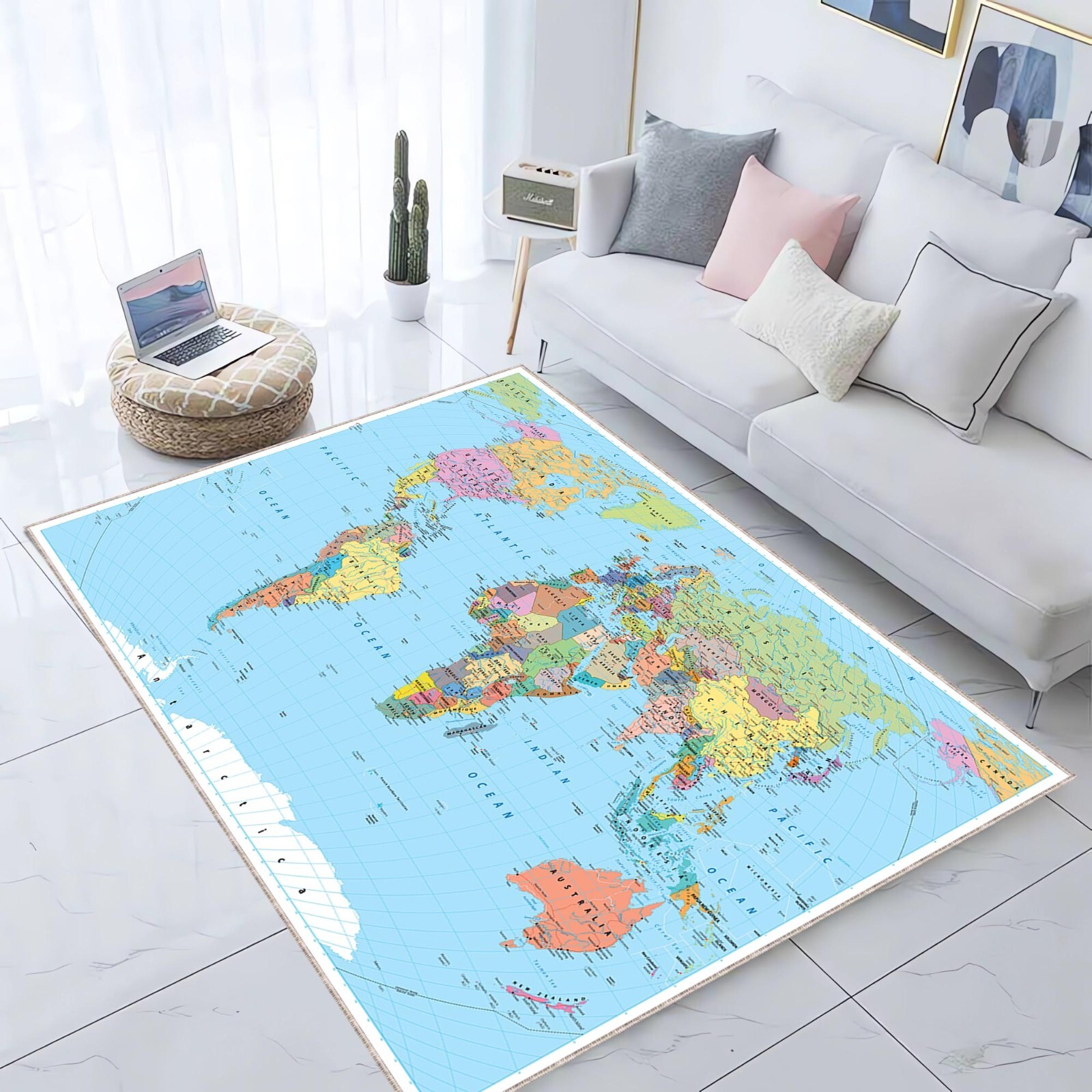 Earth World Map Rug, School Education Rug, Earth Map , World Map Carpet