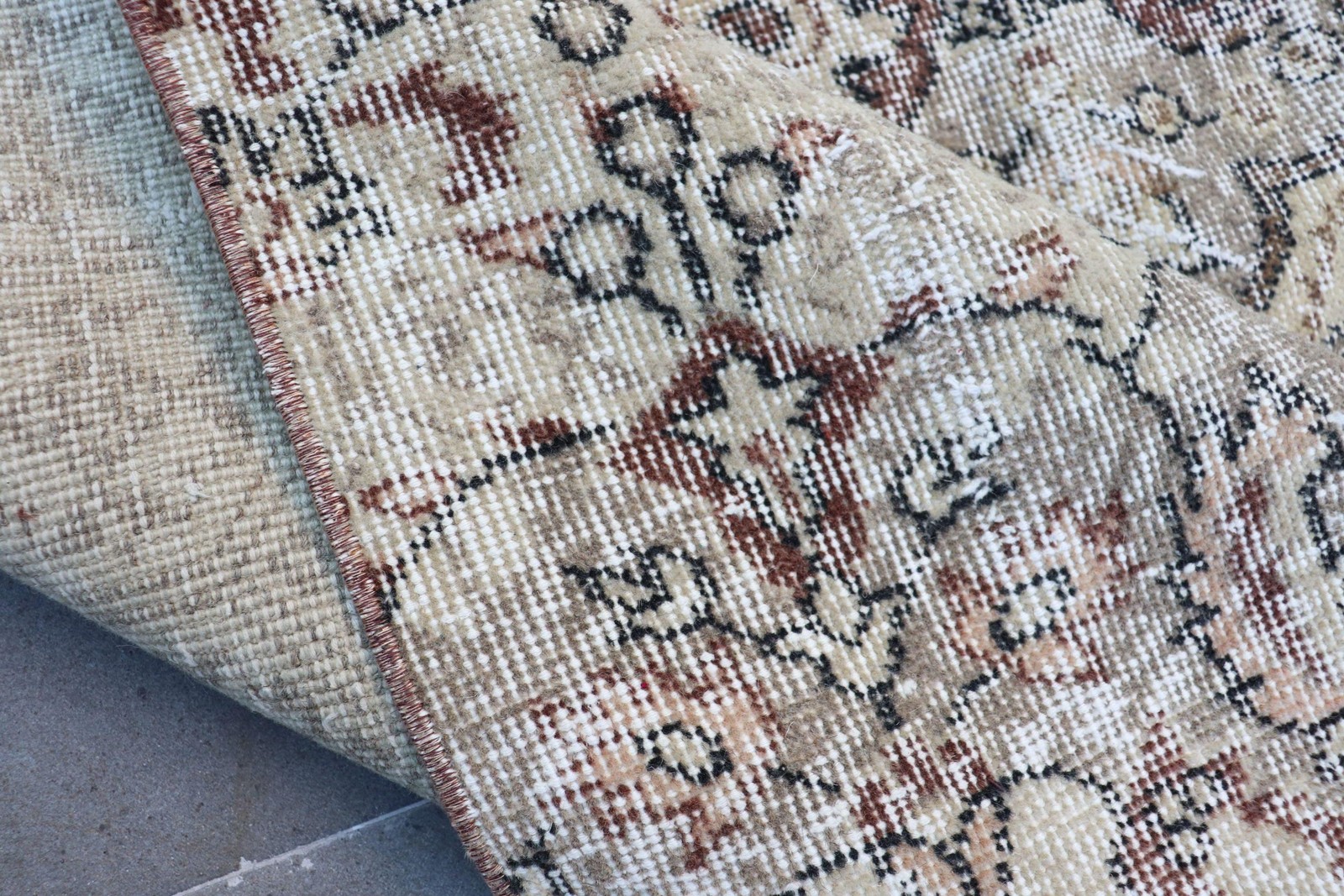 Turkish Vintage Rug, 4,6×10,2 ft Rug, Brown Gray Floral Wool Rug