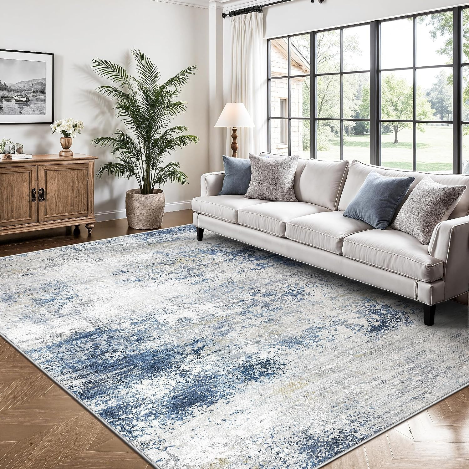 Area Rugs, Abstract Modern Ultra Soft Washable Rug, Non Slip Carpet