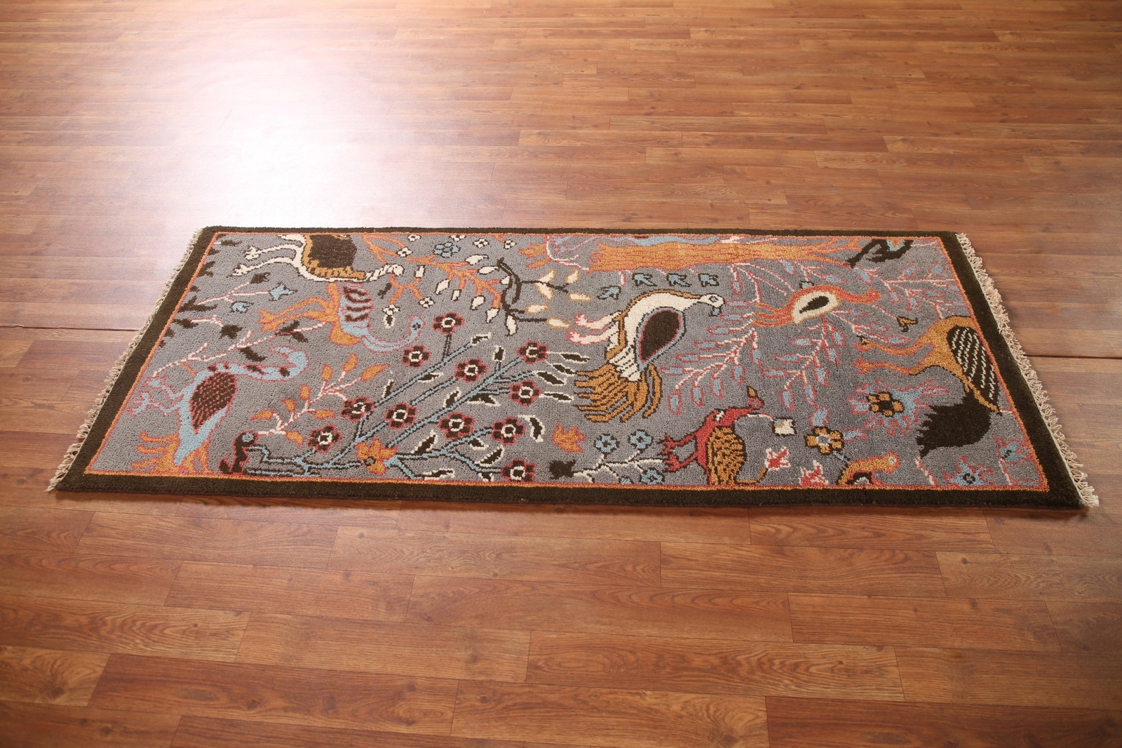Zeigler Accent Rug -Indian Hand-Knotted Animal Pictorial 3×6 ft