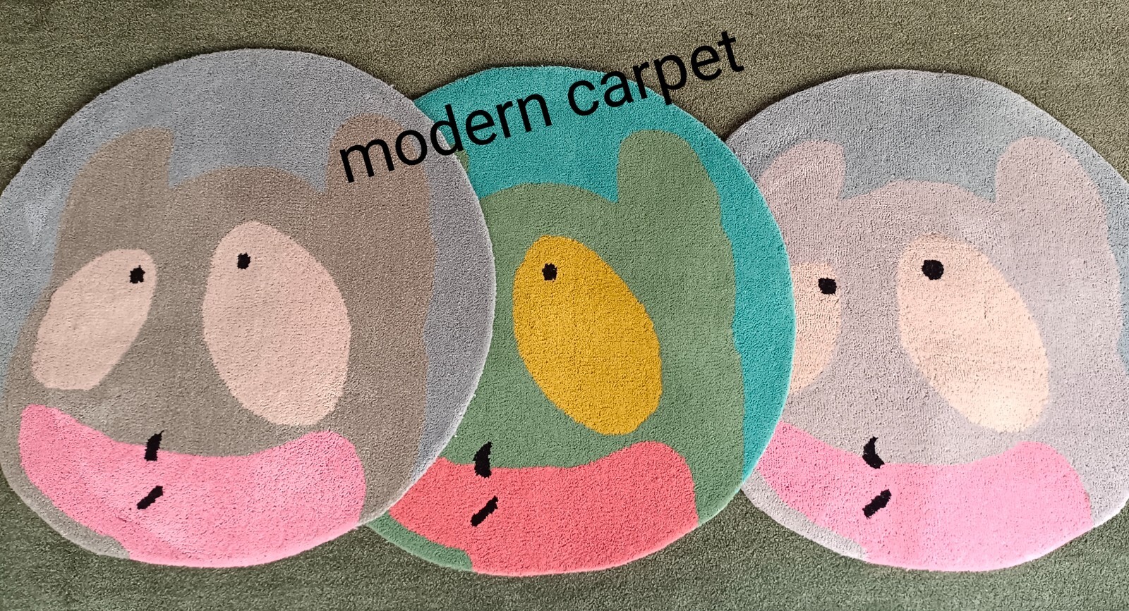 Face Rugs 3×3 Feet Handmade 100% Woolen Hand Tufted For Home Decoration