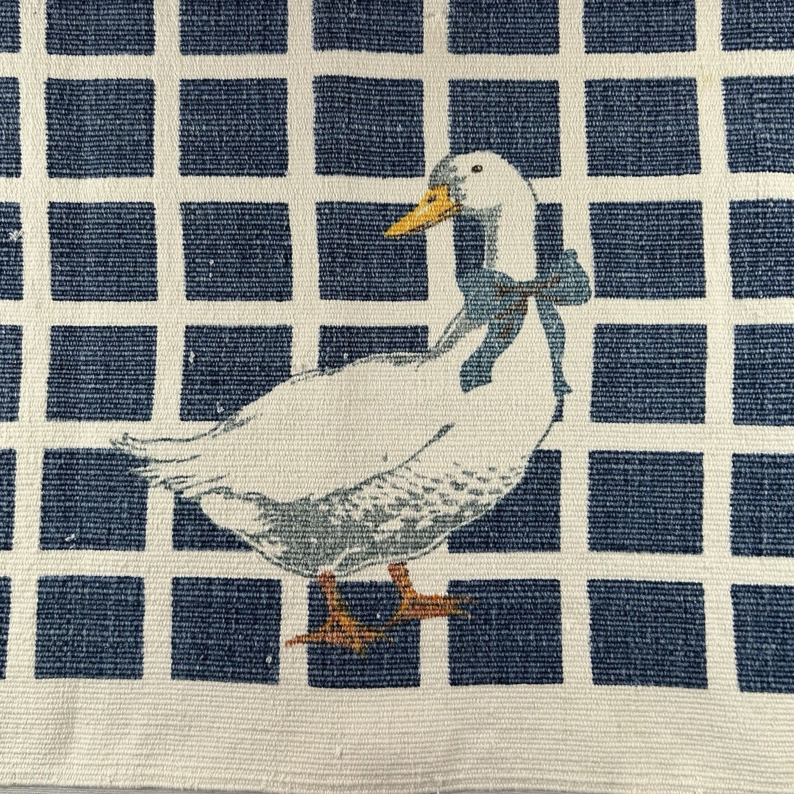 VTG Gordon Fraser Country Ducks Goose Woven Cotton Linen Rug Runner 36”x 21”