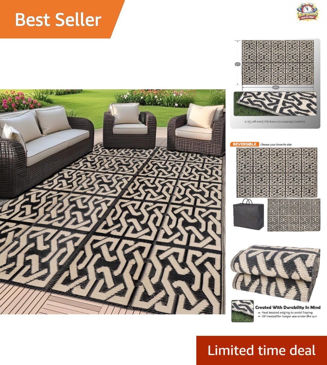 5′ x 8′ Modern Geometric Outdoor Mat – Lightweight & Portable for Any Occasion