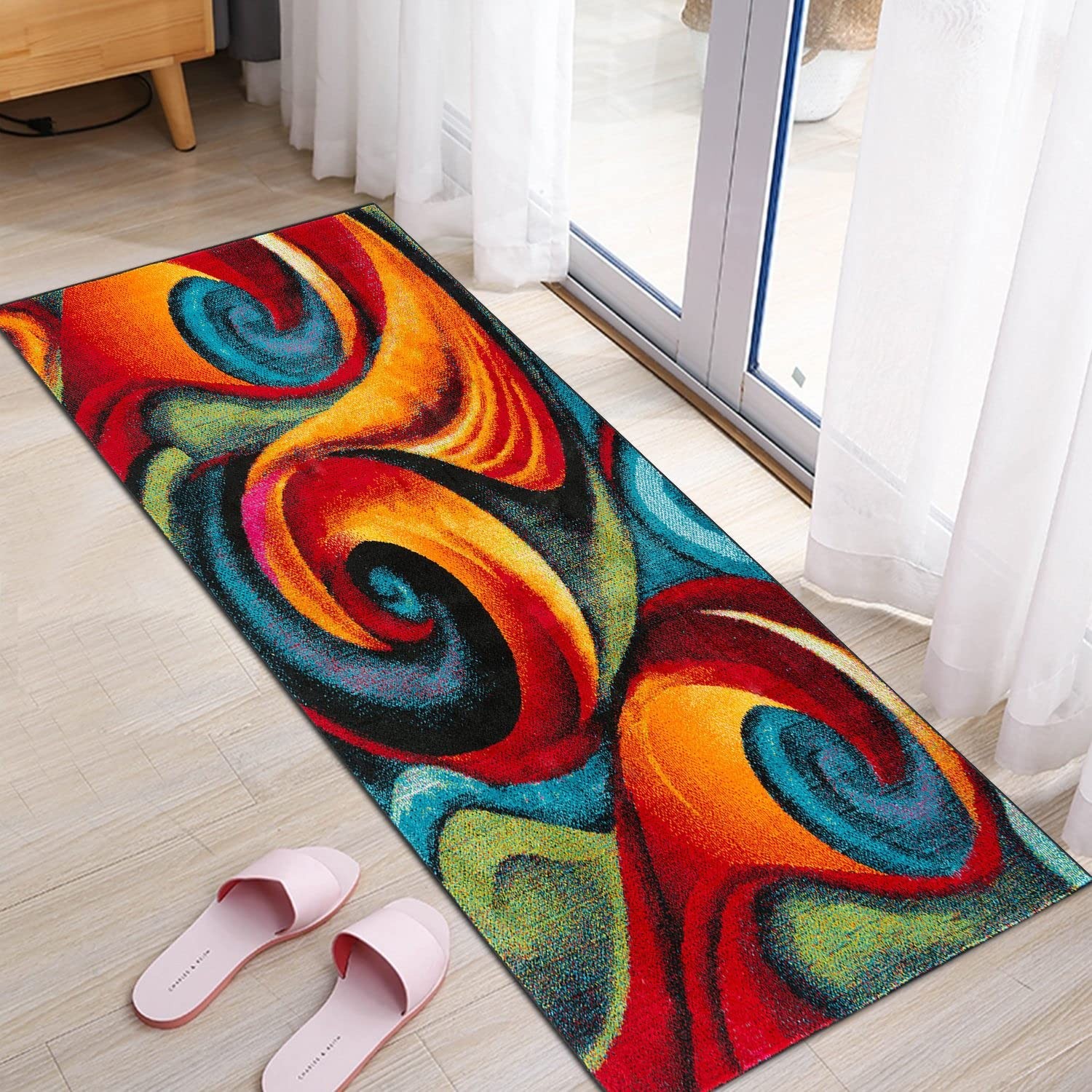 Abstract Rugs Modern Geometric Area Rug Bedroom Living Room Floor Carpet with…