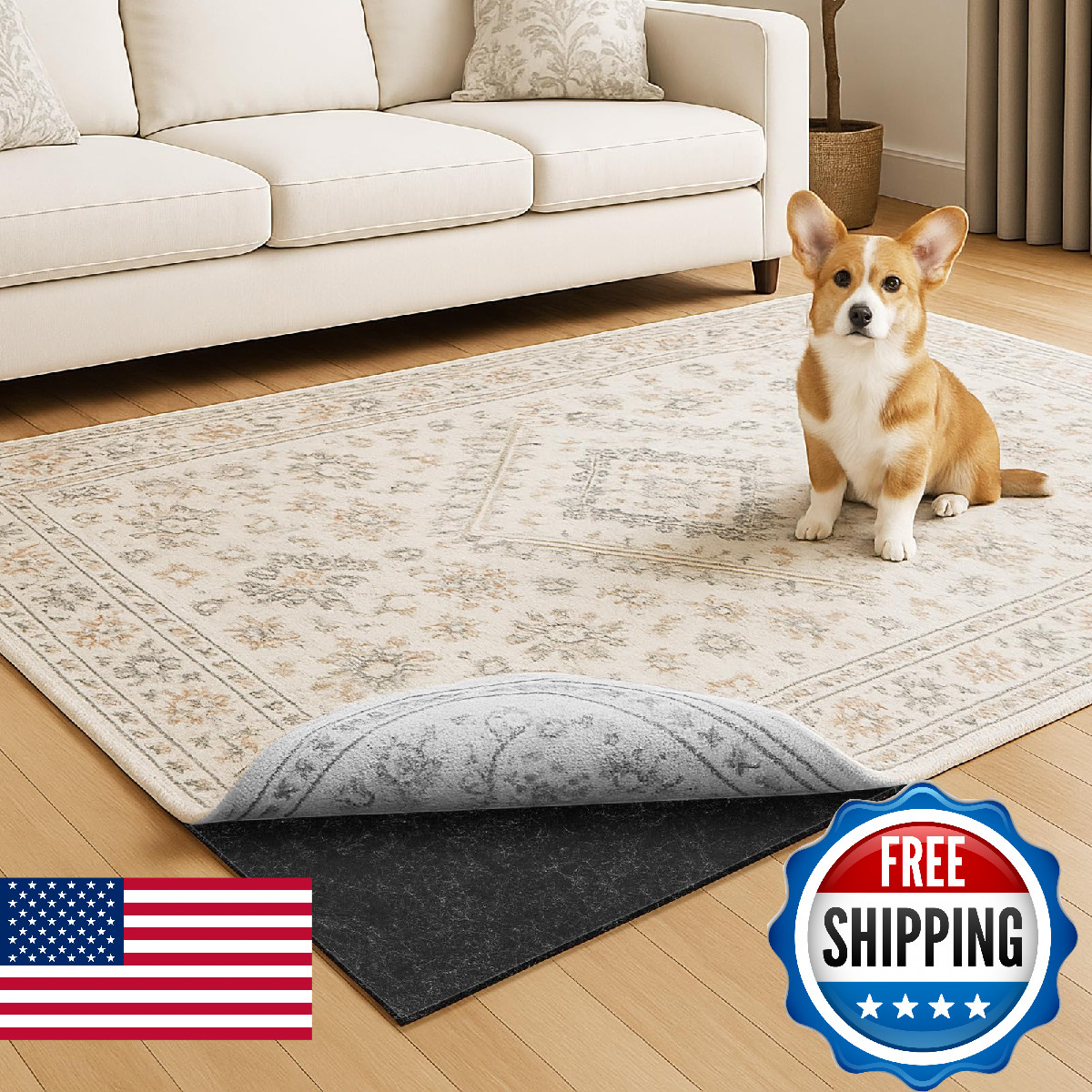 Warmstar 6×9 FT Non Slip Rug Pad,100% Waterproof Felt Rug Pad for Hardwood Floor