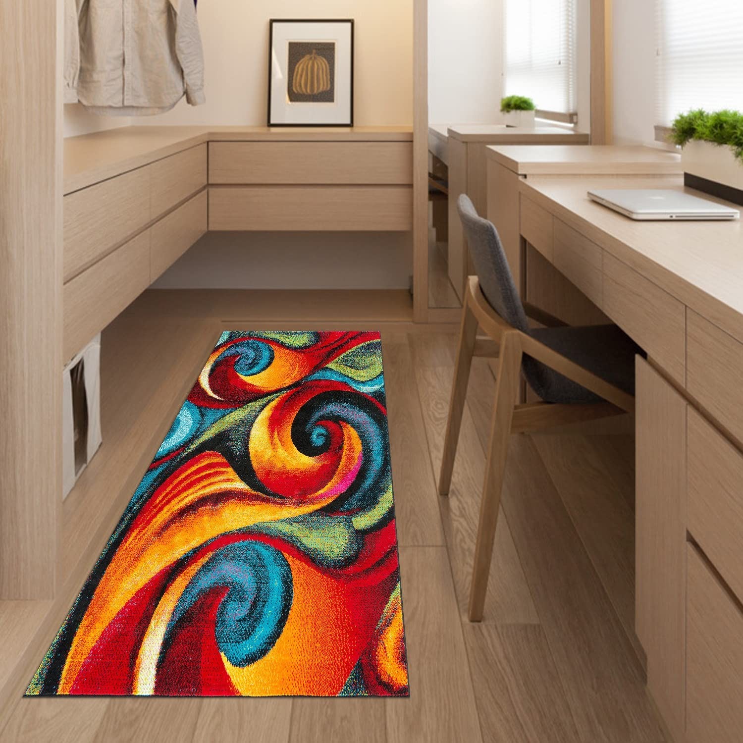 Abstract Rugs Modern Geometric Area Rug Bedroom Living Room Floor Carpet with…