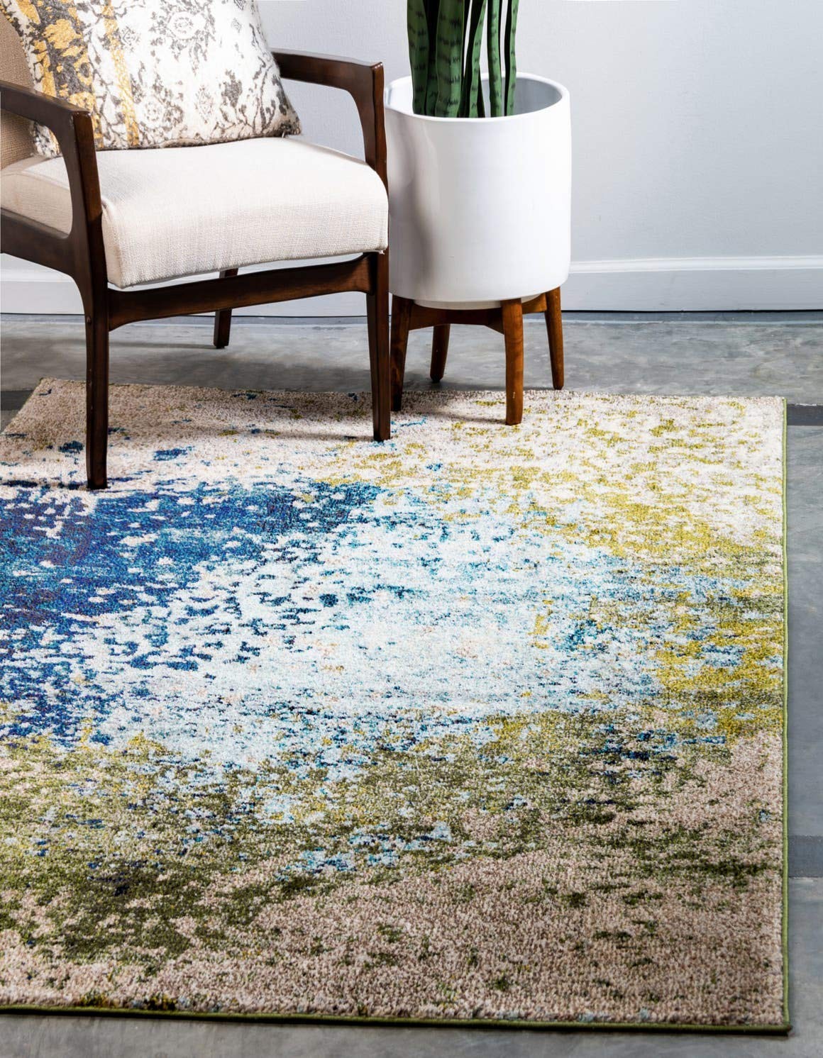 Estrella Collection Abstract, Modern, Light Colors, Distressed Area Rug, 4 ft…