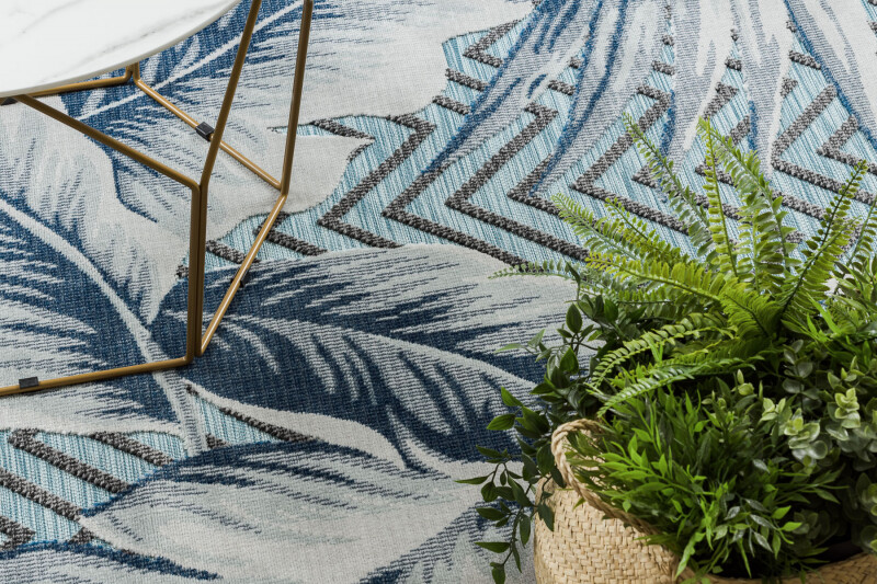 Modern Rug ” BOTANIC ” Strukturell Exterior Spring Aqua Practical