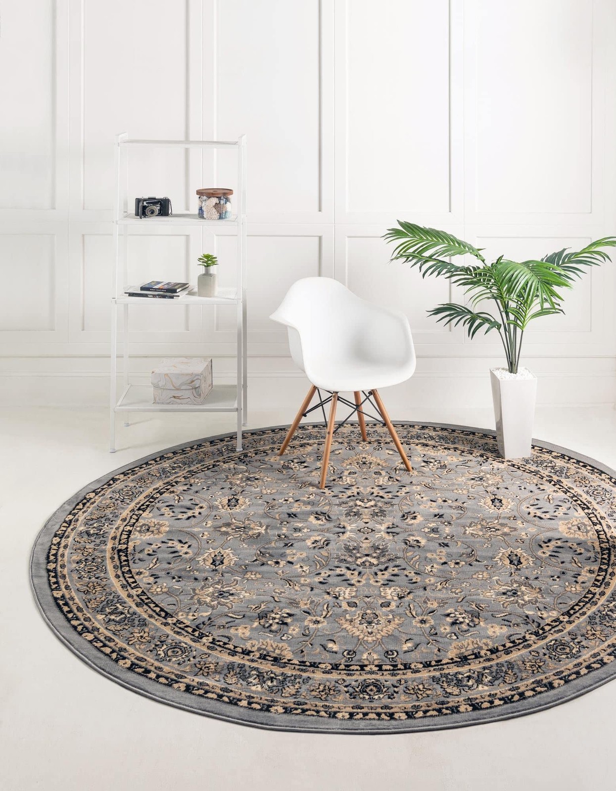 Sialk Hill Collection Area Rug Washington (3 3 Round Gray/Black)