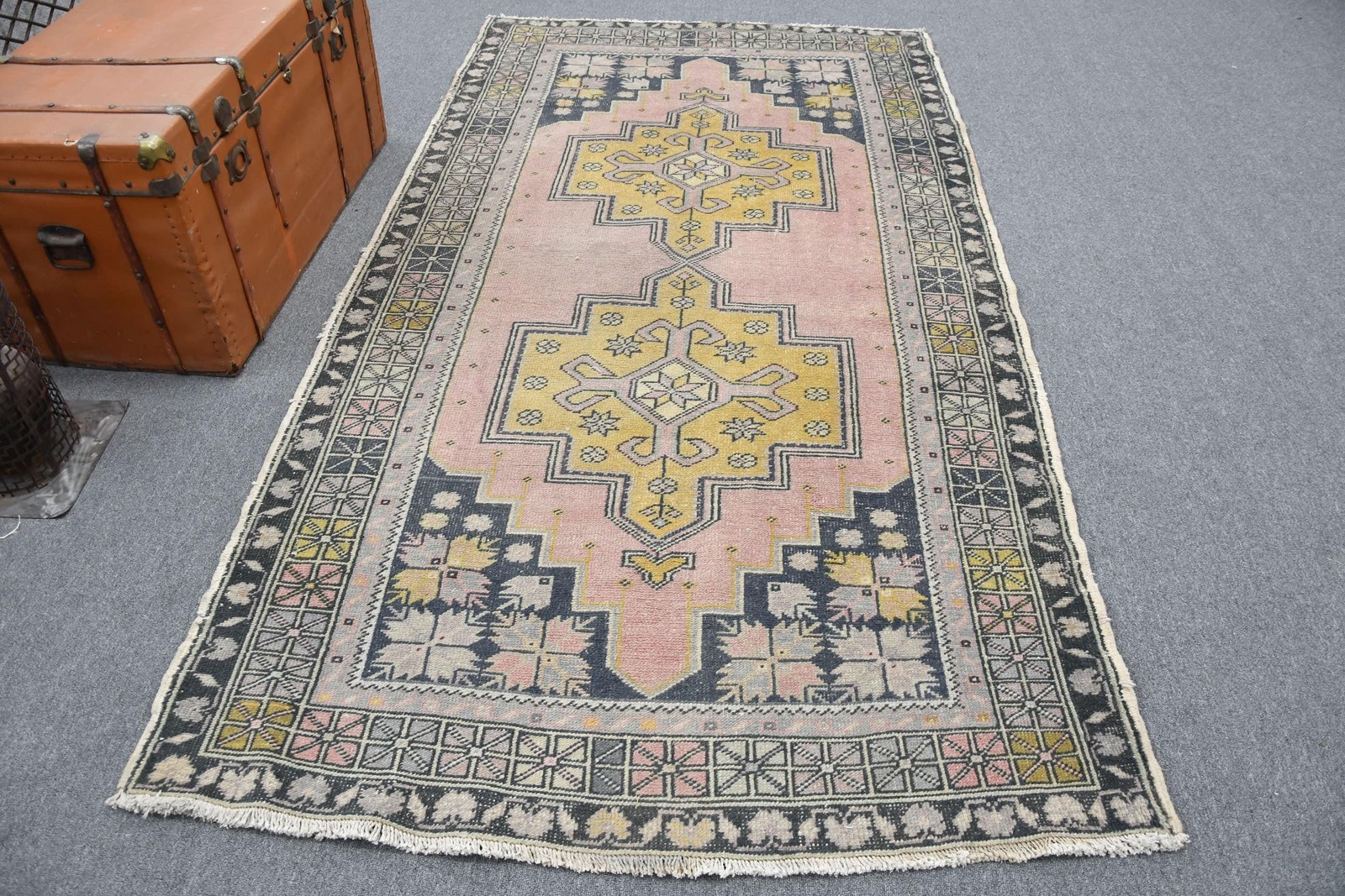 4,6×8,8 ft Turkish Rug, Rug, Pink Solid Rug Wool