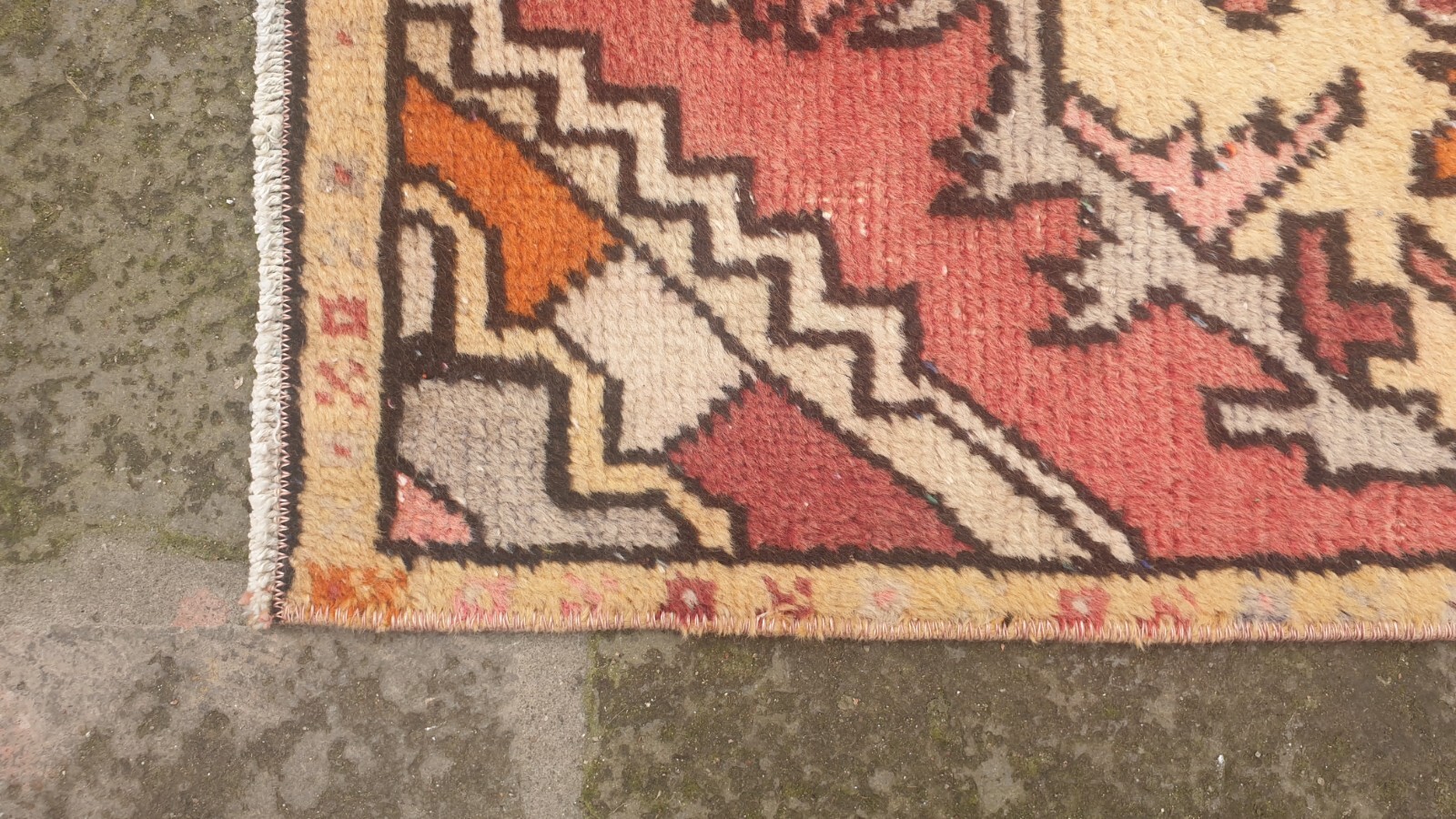 Small Turkish rug 44×91 cm 1.4×3 ft Vintage Wool Turkish Bathroom rug
