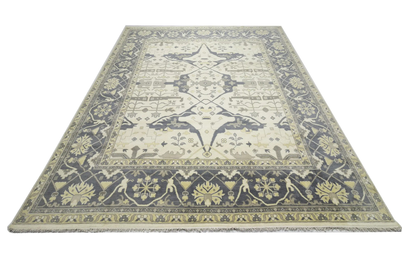 Handmade Oushak Oriental Rug 12X15 ft Oversized Wool Floral Carpet Living Room