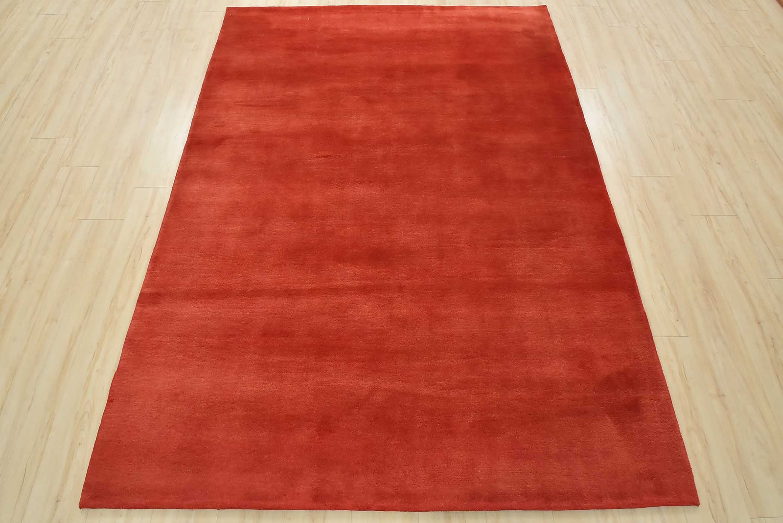 Gabbeh Rug 5’9” x 7’10” Red Wool Contemporary Hand-Knotted Carpet