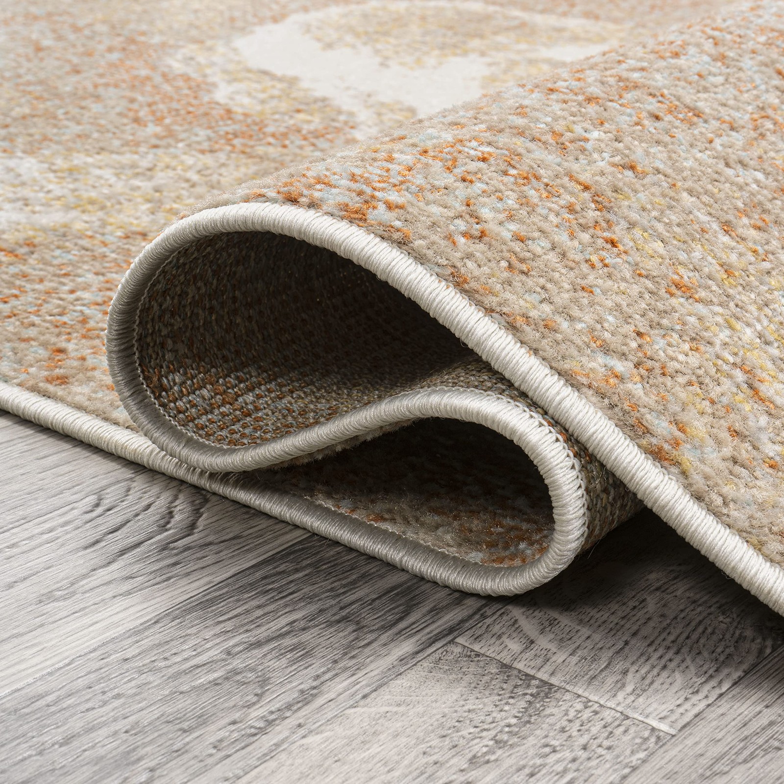 Petalo Abstract Two-Tone Runner Rug 2×8, Orange/Beige/Cream, Contemporary, Mo…