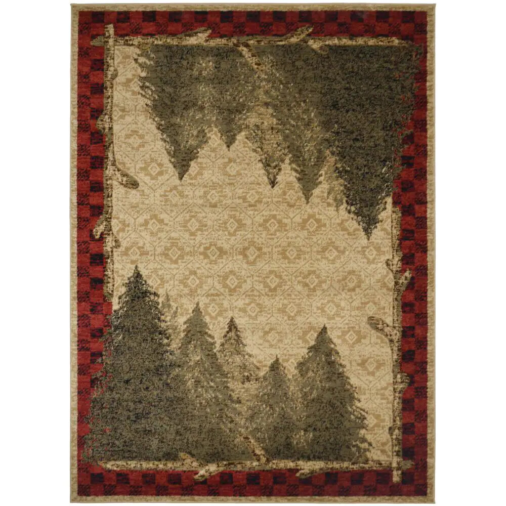 Lodge Cabin Pinecone Rustic Forest Area Rug **FREE SHIPPING**