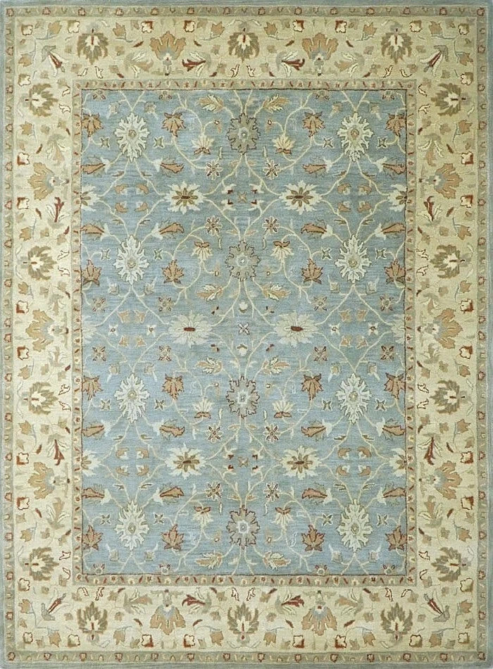 100% Wool Rug | Hand Tufted Pottery Barn Mallika Blue Living Room Area Rug.