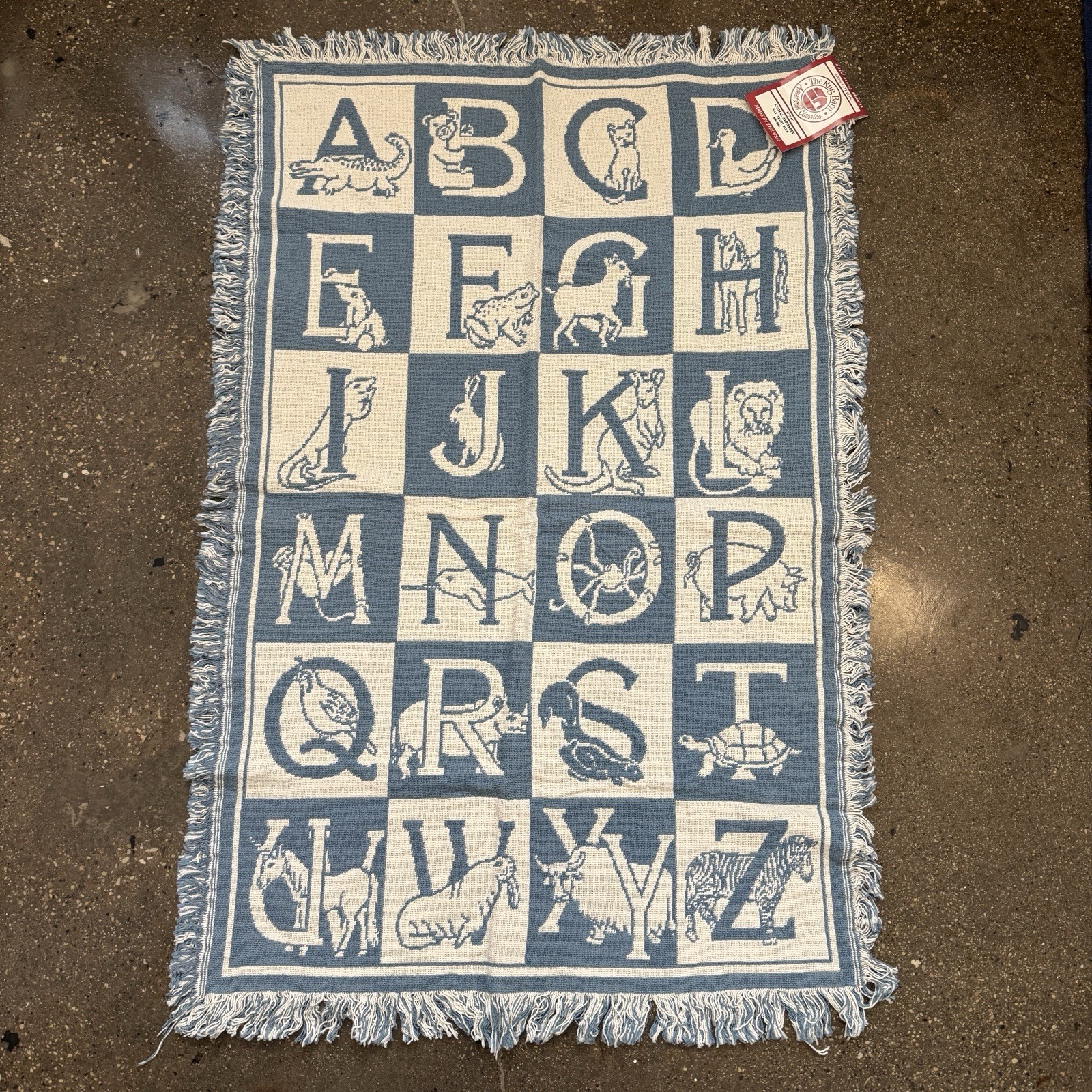 Vintage 1990s 1992 The Rug Barn 100% Cotton Animal Alphabet 33” X 46” – New READ