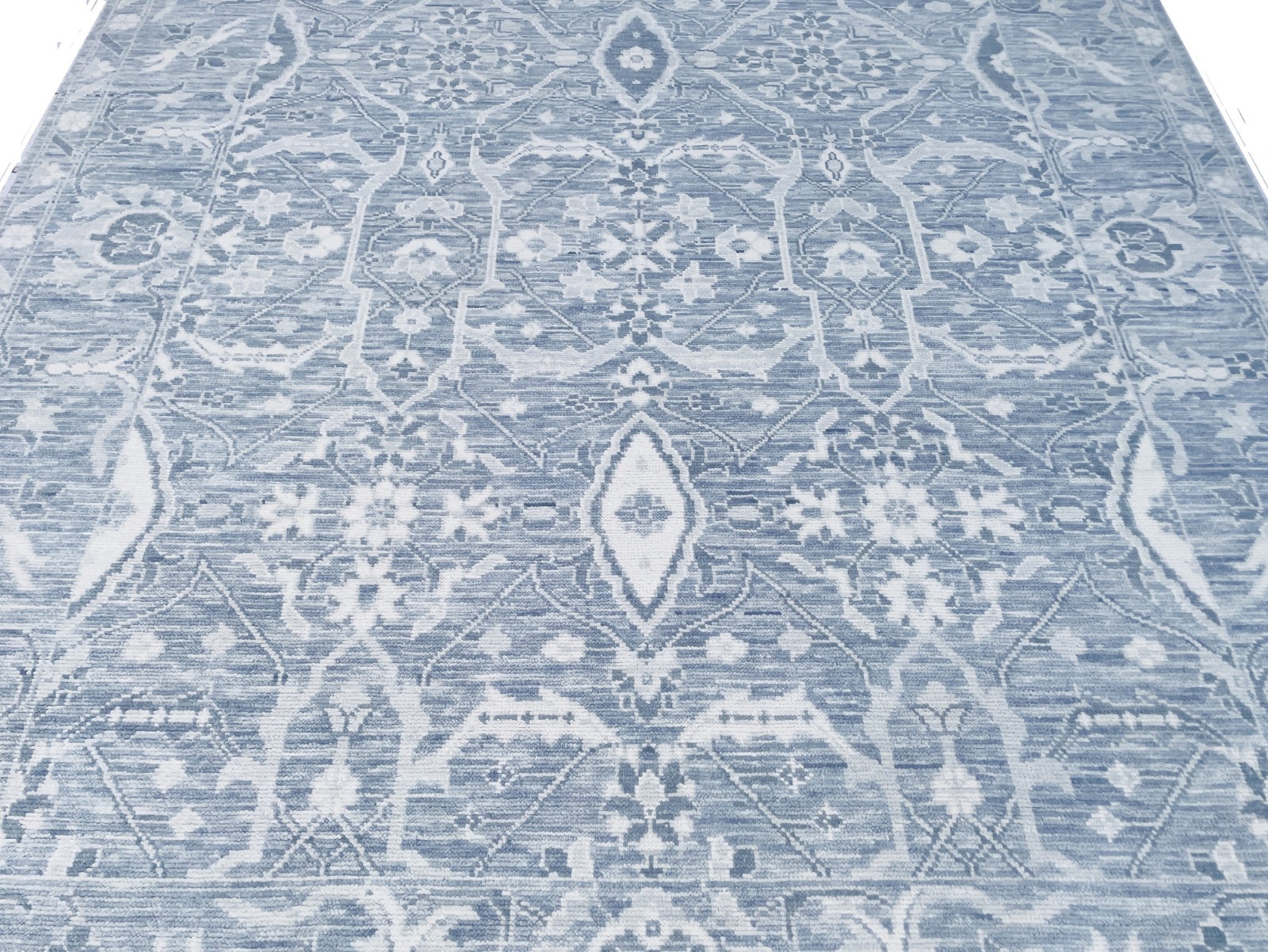 Hand-Knotted Oushak Area Rug 12×15 Ft Transitional Vegetable Dye Carpet