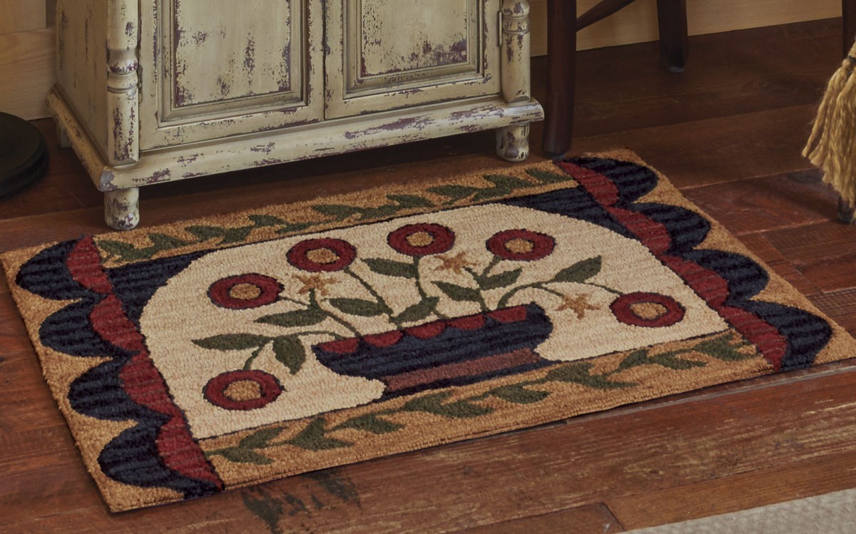 Flower Basket Hooked Rug – 24″ x 36″ Handmade Park Designs Almost Gone