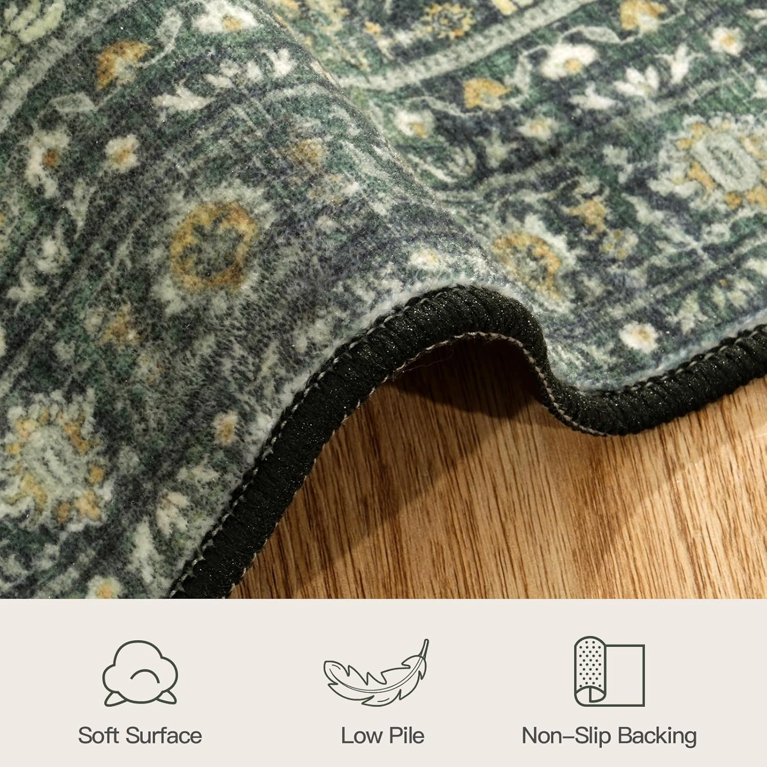 8X10 Area Rug for Living Room,Green Washable Large Rugs with Non-Slip Backing,So