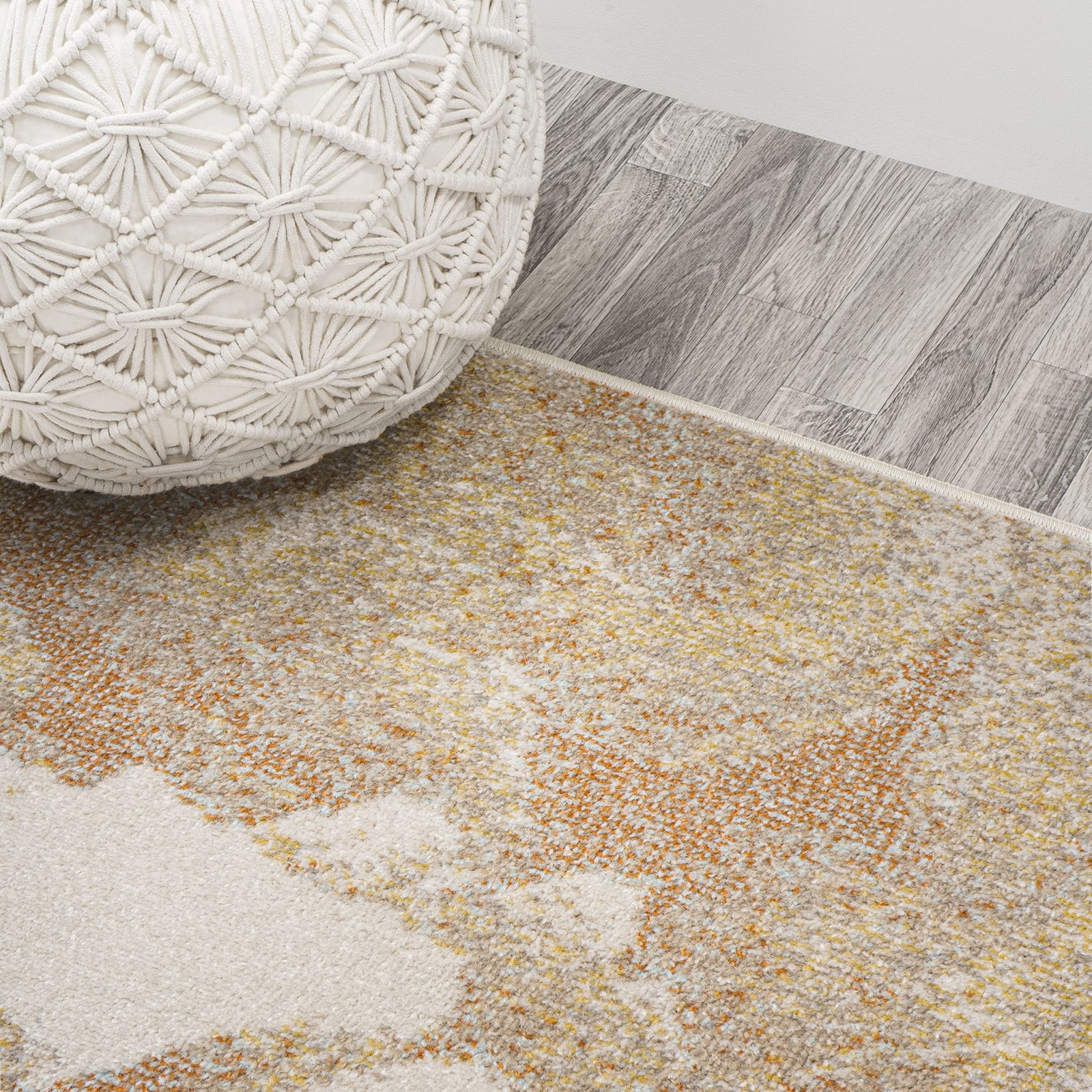 Petalo Abstract Two-Tone Runner Rug 2×8, Orange/Beige/Cream, Contemporary, Mo…