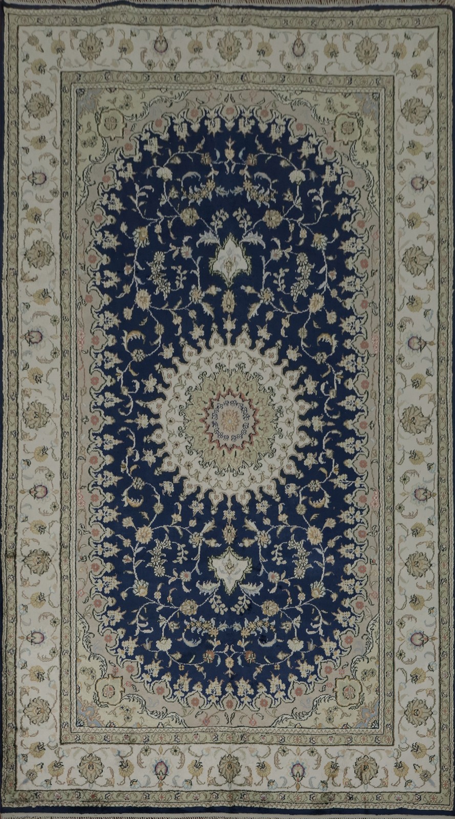 Deep Blue Handmade Area Rug 5×8 Intricate Floral Silk Classic Home Decor Carpet