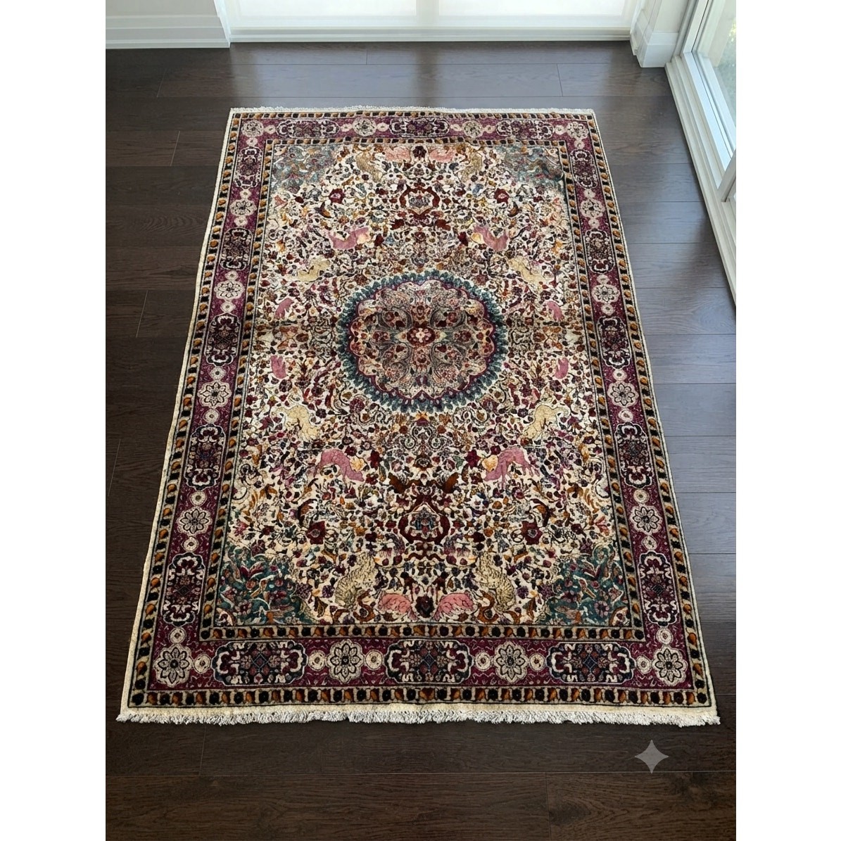 Vintage Traditional Handmade Wool Multicolor Rug 70x48in