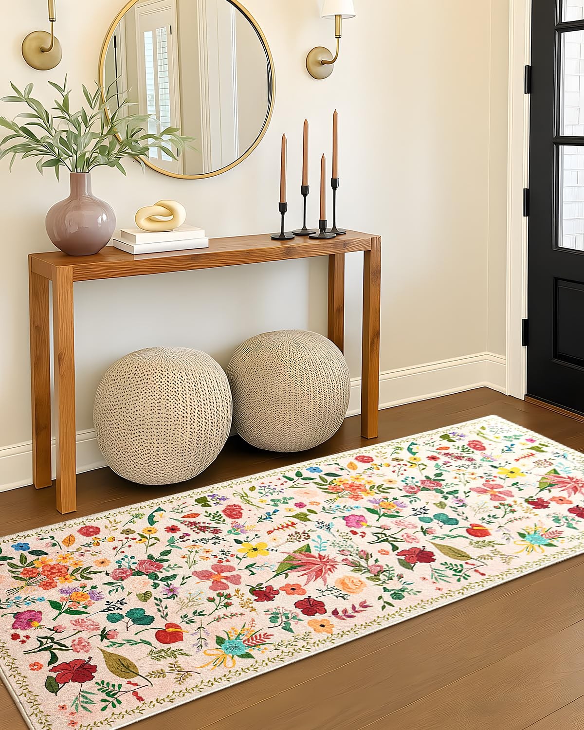 Boho Floral Runner Rug 2×6, Washable Non-Slip Kitchen Rug, Ultra Soft Vintage…
