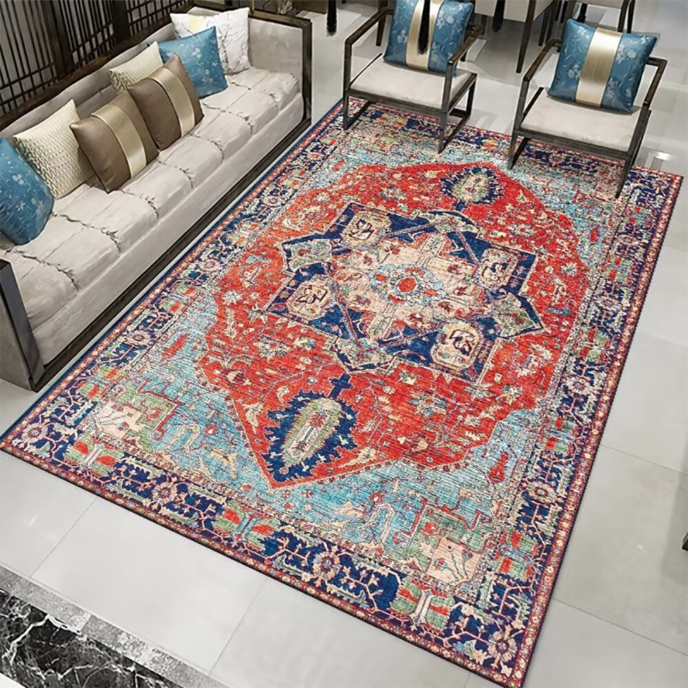 Luxury Area Rug Bohemian Retro Ethnic Style Imitation Cashmere Carpet for Home