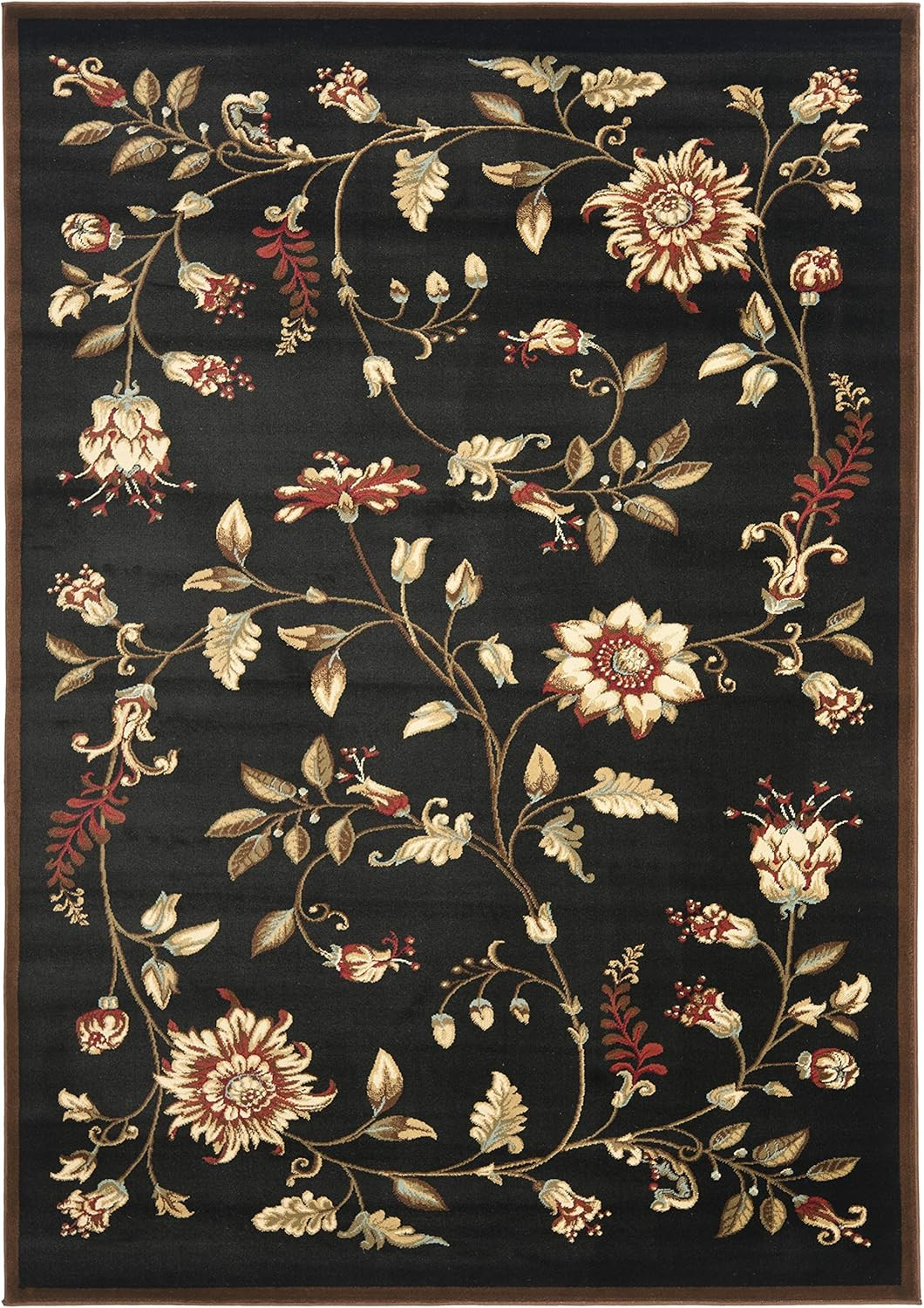 Lyndhurst 5’3″ x 7’6″ Area Rug – Black & Multi, Traditional Floral, Easy Care