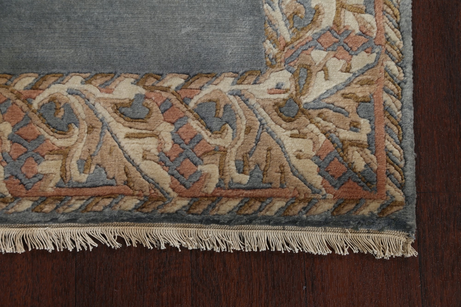 Thick-Plush Gray/ Ivory Bordered Modern Nepalese 3×5 Rug Handmade Wool Carpet