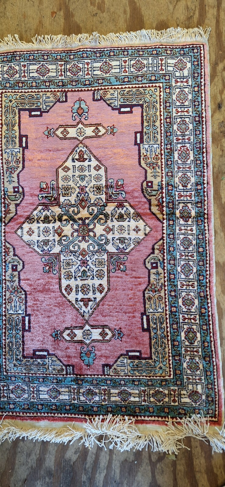 Turkish Silk Oriental Rug 1-8 X 2-5 Circa 1960’s Never Used, Always Hung On Wall