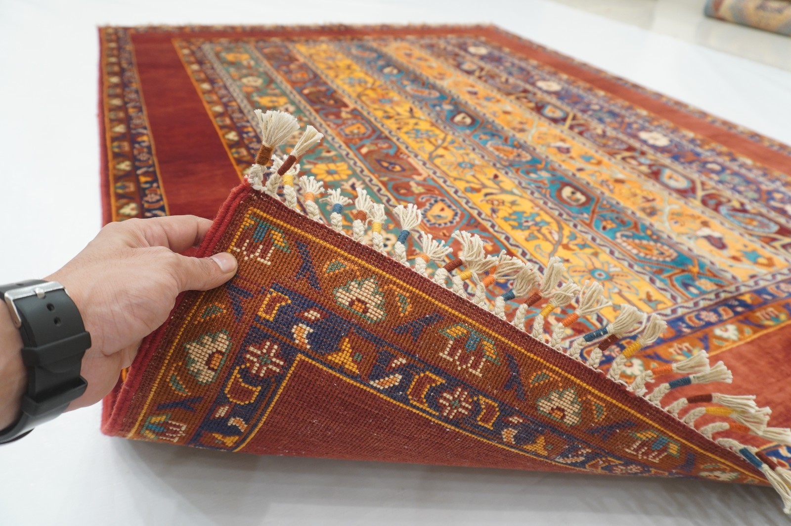 5×7 ft Red Shawl Afghan Hand Knotted Wool Oriental Rug